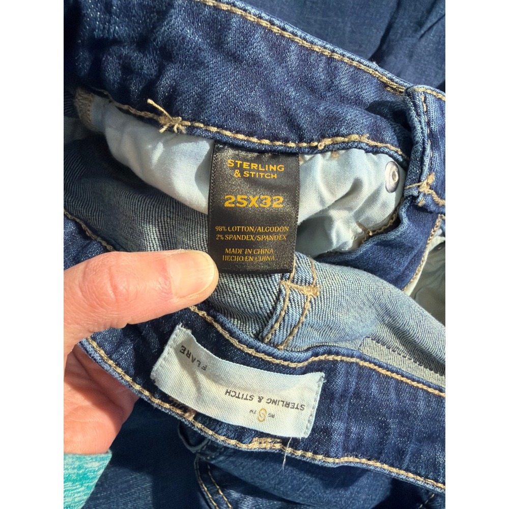 Sterling & Stitch Women Flare Jeans Size 25 (Fits 25x31) Blue Denim High Rise - Picture 4 of 8